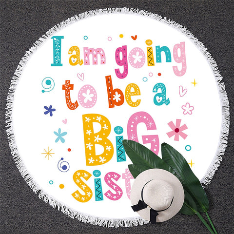 Image of To Be Big Sister Round Beach Towel