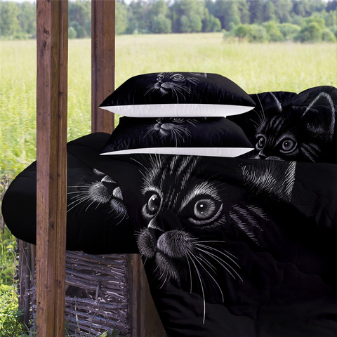 Image of 4 Pieces Night Cat Comforter Set - Beddingify