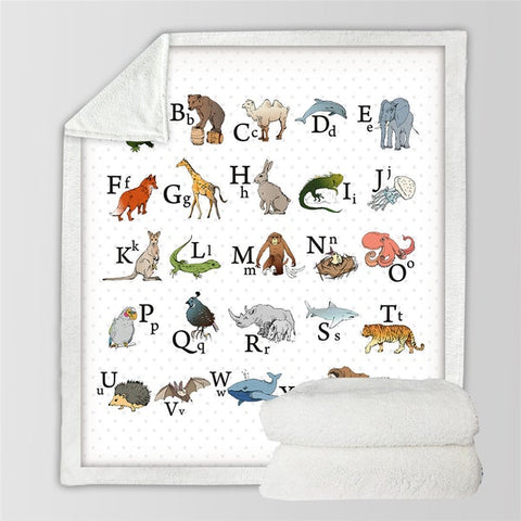 Image of Funny Alphabet Animals Cozy Soft Sherpa Blanket