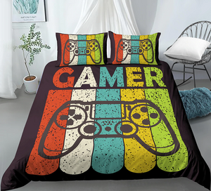 Gamer Colorstriped Console Bedding Set - Beddingify
