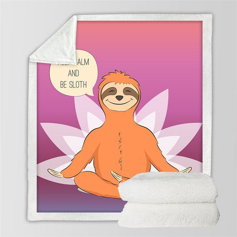 Image of Keep Calm Yoga Sloth Cozy Soft Sherpa Blanket
