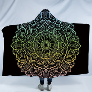 Solarcentric Mandala Black Hooded Blanket