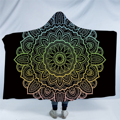 Image of Solarcentric Mandala Black Hooded Blanket