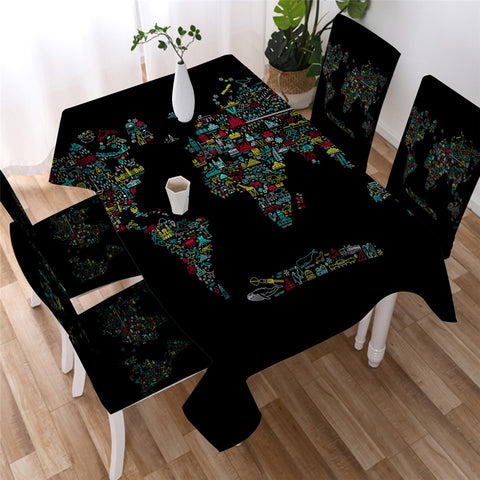 Image of World Map Waterproof Tablecloth  04