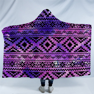 Purplish Aztec Hooded Blanket