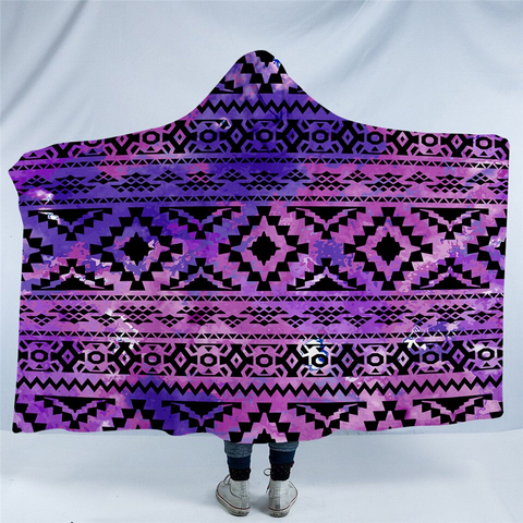 Image of Purplish Aztec Hooded Blanket