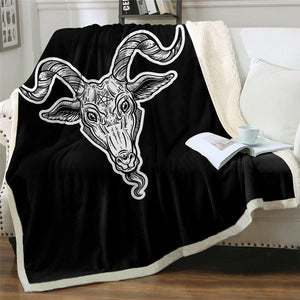 Goat Skull Cozy Soft Sherpa Blanket