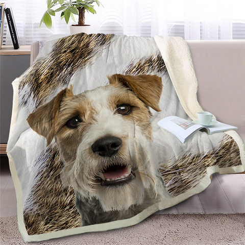 Image of 3D Printed Russell Terrier Dog Soft Sherpa Blanket
