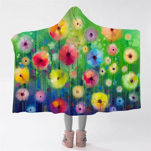 Colorful Flower Garden Hooded Blanket