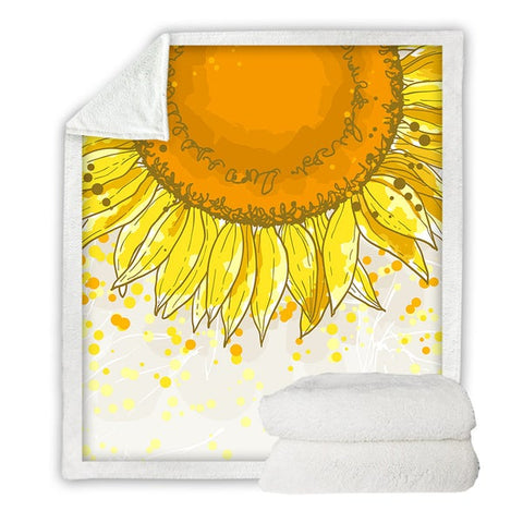 Image of Cartoon Sunflower Flower Soft Sherpa Blanket