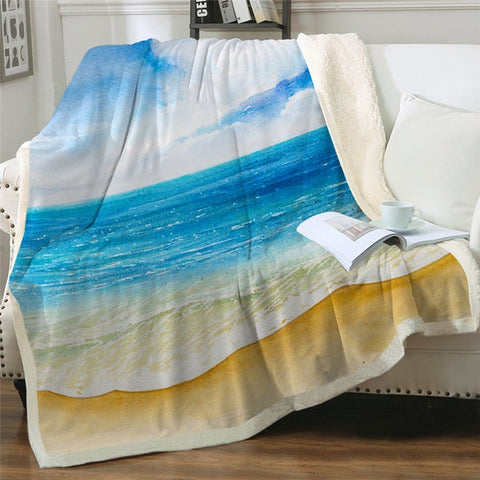 Image of Scenery Beautiful Beach Art Soft Sherpa Blanket