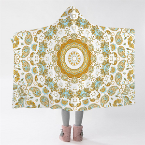 Light color Mandala Hooded Blanket