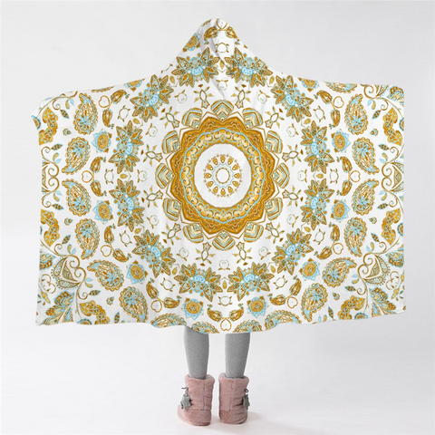 Image of Light color Mandala Hooded Blanket