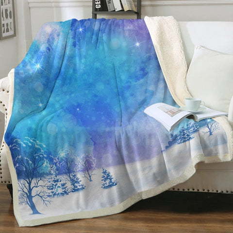 Image of Winter Night Starry Sky Cozy Soft Sherpa Blanket