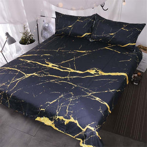 Gold Glitter Black Marble Stone Comforter Set - Beddingify