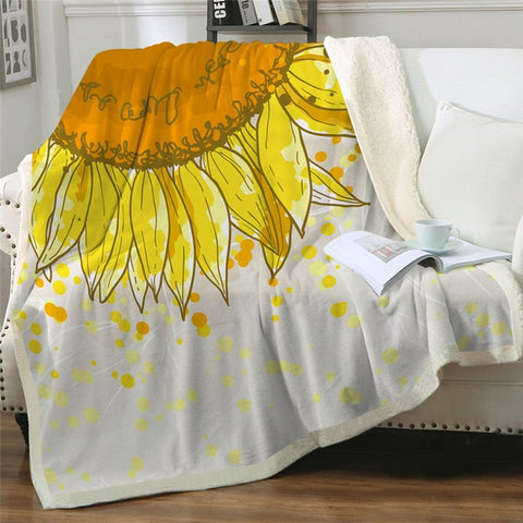 Image of Cartoon Sunflower Flower Soft Sherpa Blanket