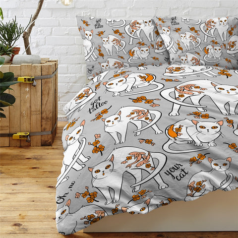 Image of Black Cat Duvet Cover Set Cartoon Animal Bedding 14