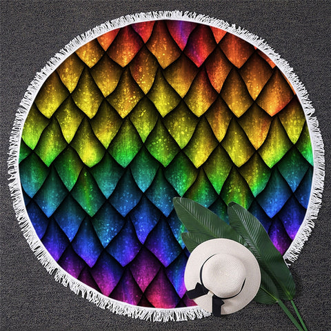 Image of Dragon Scales Round Beach Towel