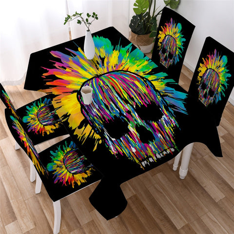 Image of Gothic Vivid Skull Waterproof Tablecloth  02