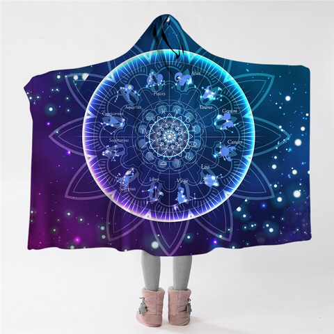 Image of Zodiac Signs Constellation Hooded Blanket