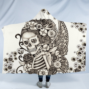 Stylized Skeleton Hooded Blanket