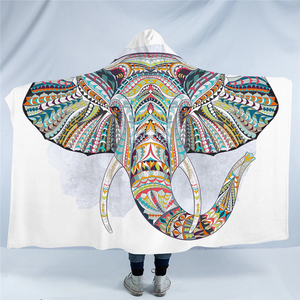 Stylized Elephant Head Hooded Blanket