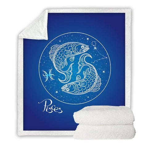 Image of Pisces Zodiac Sign Twelve Constellations Soft Sherpa Blanket