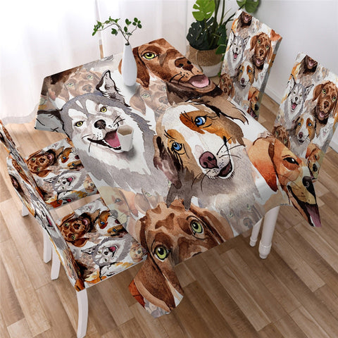 Image of Monogram Cartoon Dog Table Cloth Waterproof 10