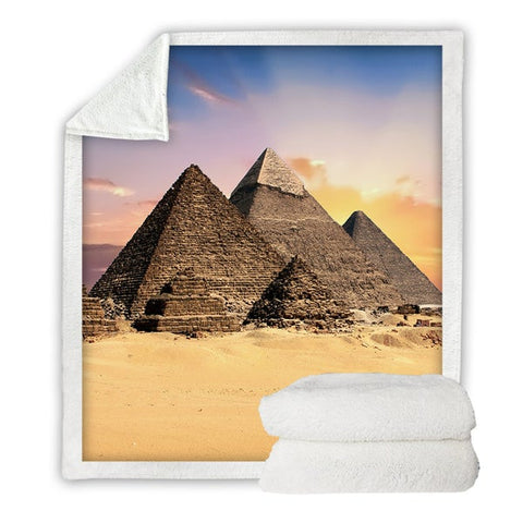 Image of Scenery Egypt Pyramid Cozy Soft Sherpa Blanket