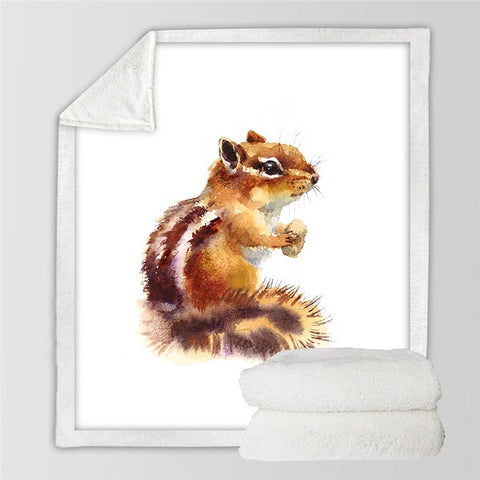 Image of Watercolor Cute Squirrel Cozy Soft Sherpa Blanket