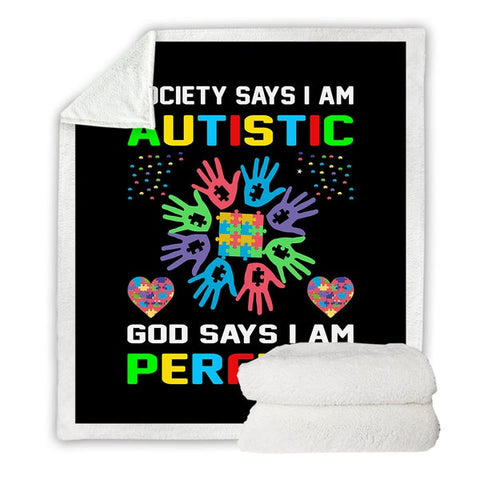 Image of God Say I Am Perfect Autism Cozy Soft Sherpa Blanket