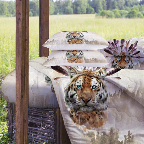 Image of 4 Pieces 3D Cute Tiger Comforter Set - Beddingify