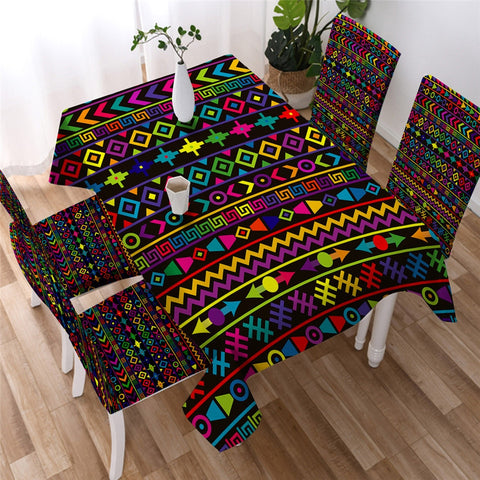 Image of Aztec Geometric Printed Waterproof Tablecloth  07
