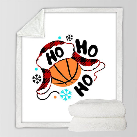 Image of Funny Ho Ho Basketball Cozy Soft Sherpa Blanket