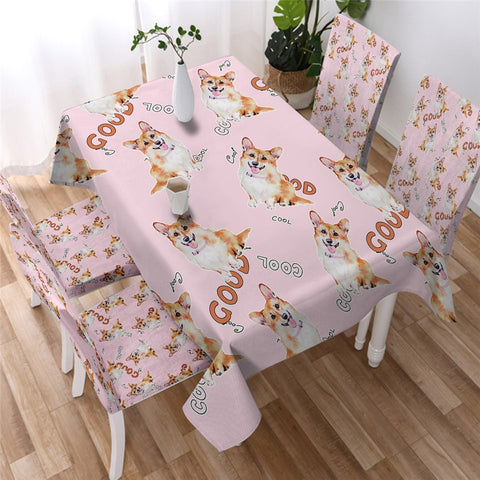 Image of Monogram Cartoon Dog Table Cloth Waterproof 12