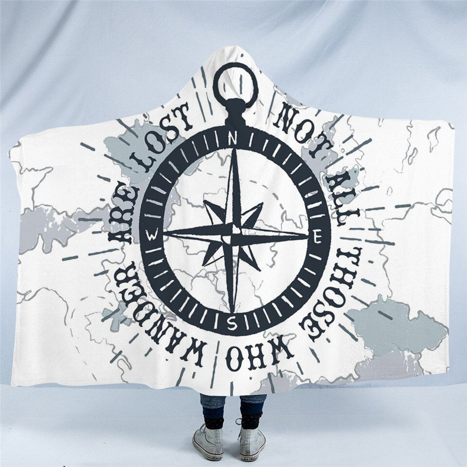 Travel Compass Hooded Blanket