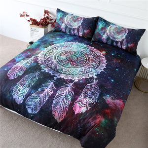Green Red Nebula Dreamcatcher Bedding Set - Beddingify
