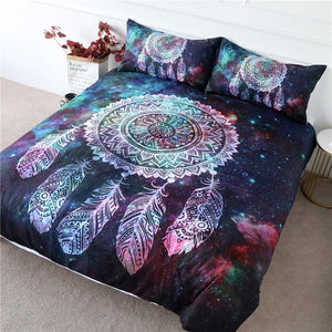 Green Red Nebula Dreamcatcher Comforter Set - Beddingify