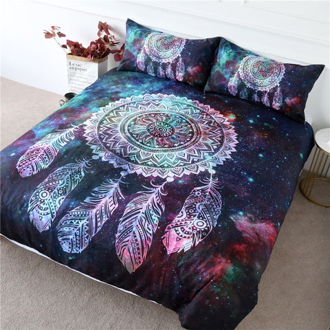 Image of Green Red Nebula Dreamcatcher Bedding Set - Beddingify