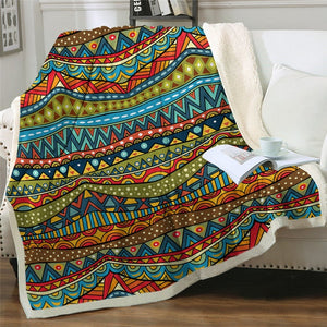 Luxury Colorful Geometric Pattern Soft Sherpa Blanket