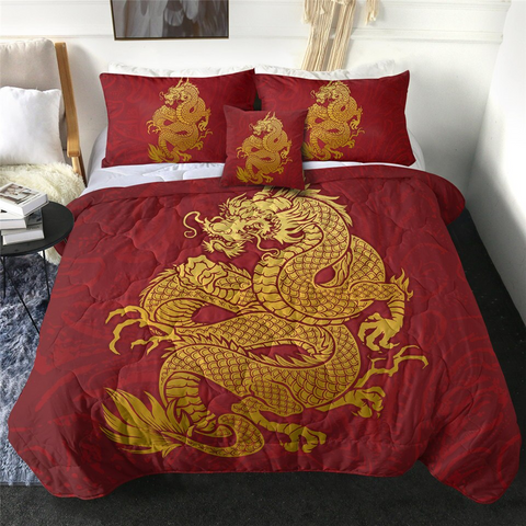 Image of 4 Pieces Almighty Dragon Comforter Set - Beddingify