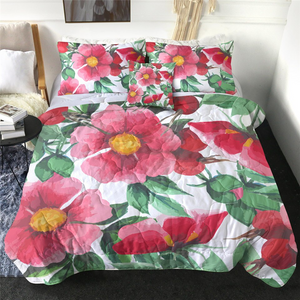 4 Pieces Watercolor Flower Comforter Set - Beddingify