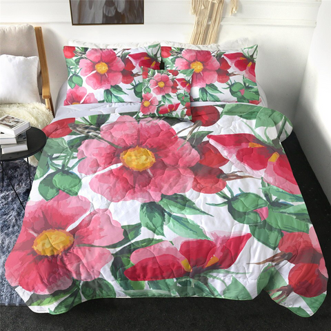 Image of 4 Pieces Watercolor Flower Comforter Set - Beddingify