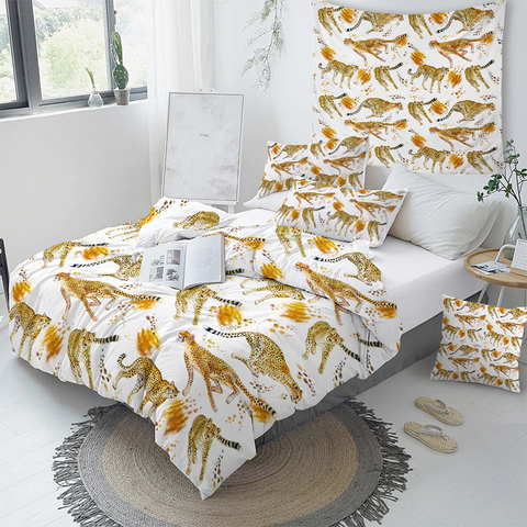 Image of Cartoon Cheetah Comforter Set - Beddingify
