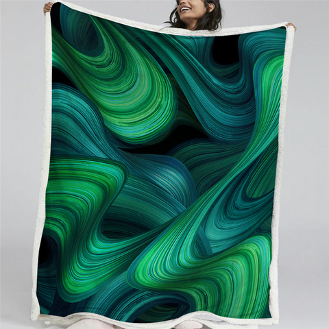 Image of Luxury Aqua Green Brushes Art Soft Sherpa Blanket