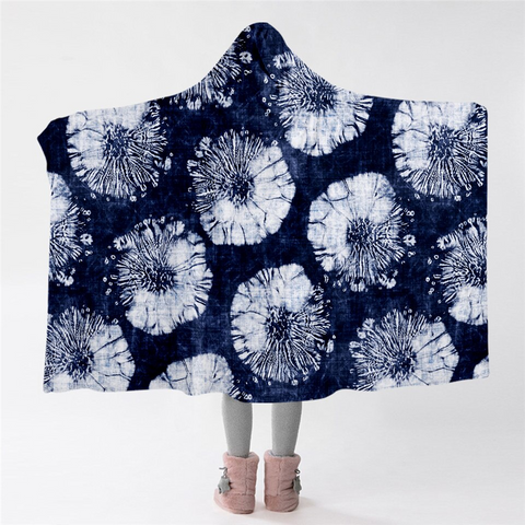 Image of Flower Chalk Stripes Hooded Blanket