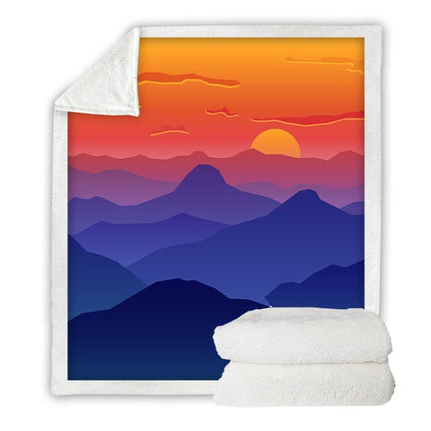 Image of Beautiful Sunset Scenery Mountain Art Cozy Soft Sherpa Blanket