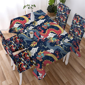 Head of Angry Dragon Waterproof Tablecloth  02
