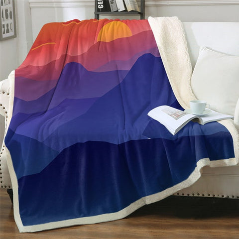 Image of Beautiful Sunset Scenery Mountain Art Cozy Soft Sherpa Blanket