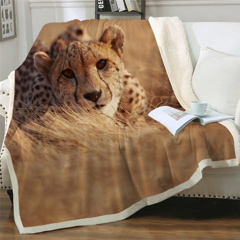 Image of 3D Printed Dangerous Leopard Cheetah Soft Sherpa Blanket